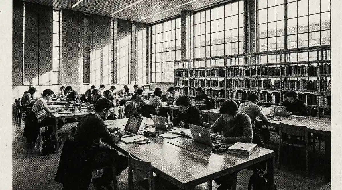 高校图书馆学生学习场景 - 吃瓜官网